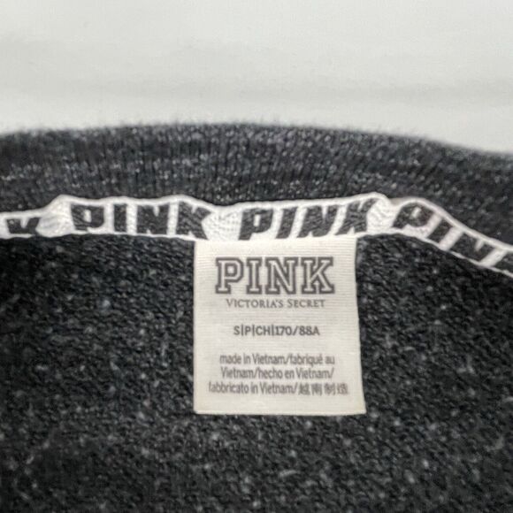 Victoria's Secret Pink Logo Campus Crew Sweatshirt Black Marble Logo Small - Picture 3 of 5